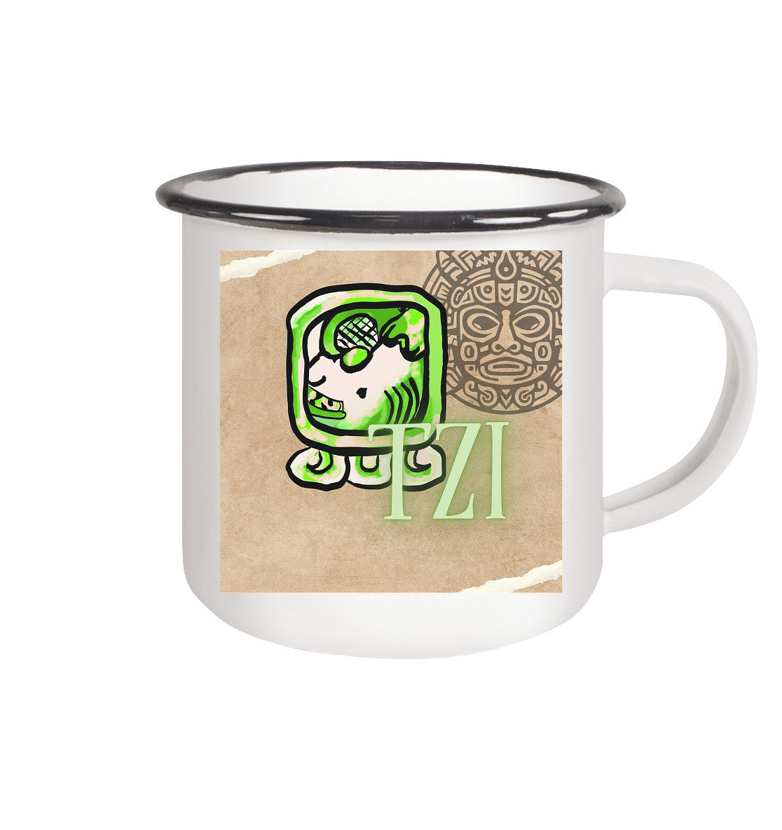Emaille Tasse - Weißer Hund / Enamel mug - White dog