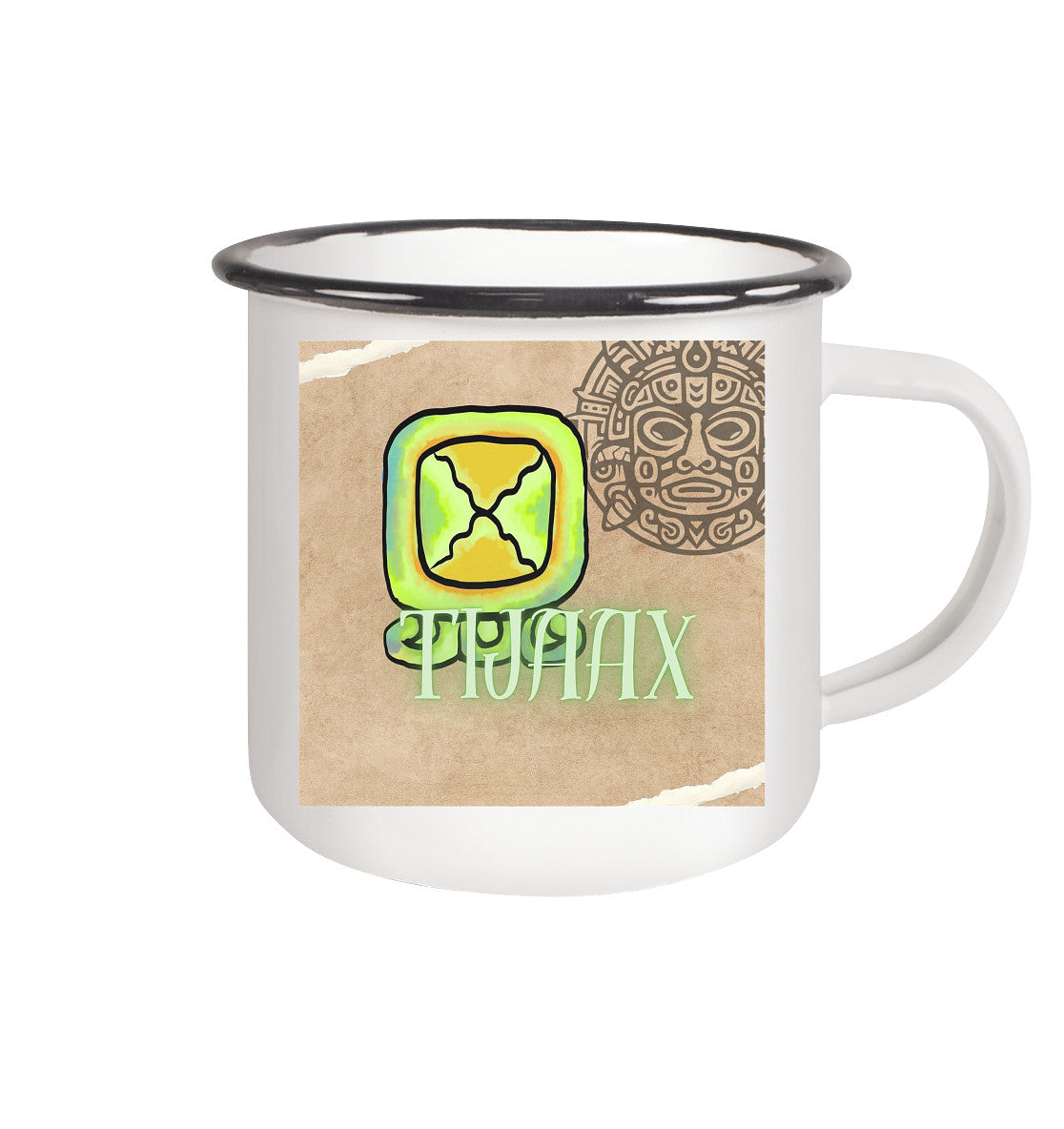 Emaille Tasse - Weißer Zündstein / Enamel mug - white flint