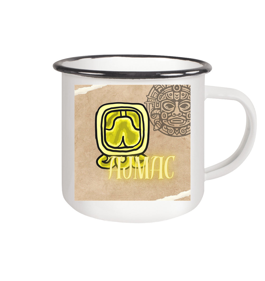 Emaille Tasse - Gelbe Weisheit / Enamel mug - yellow wisdom