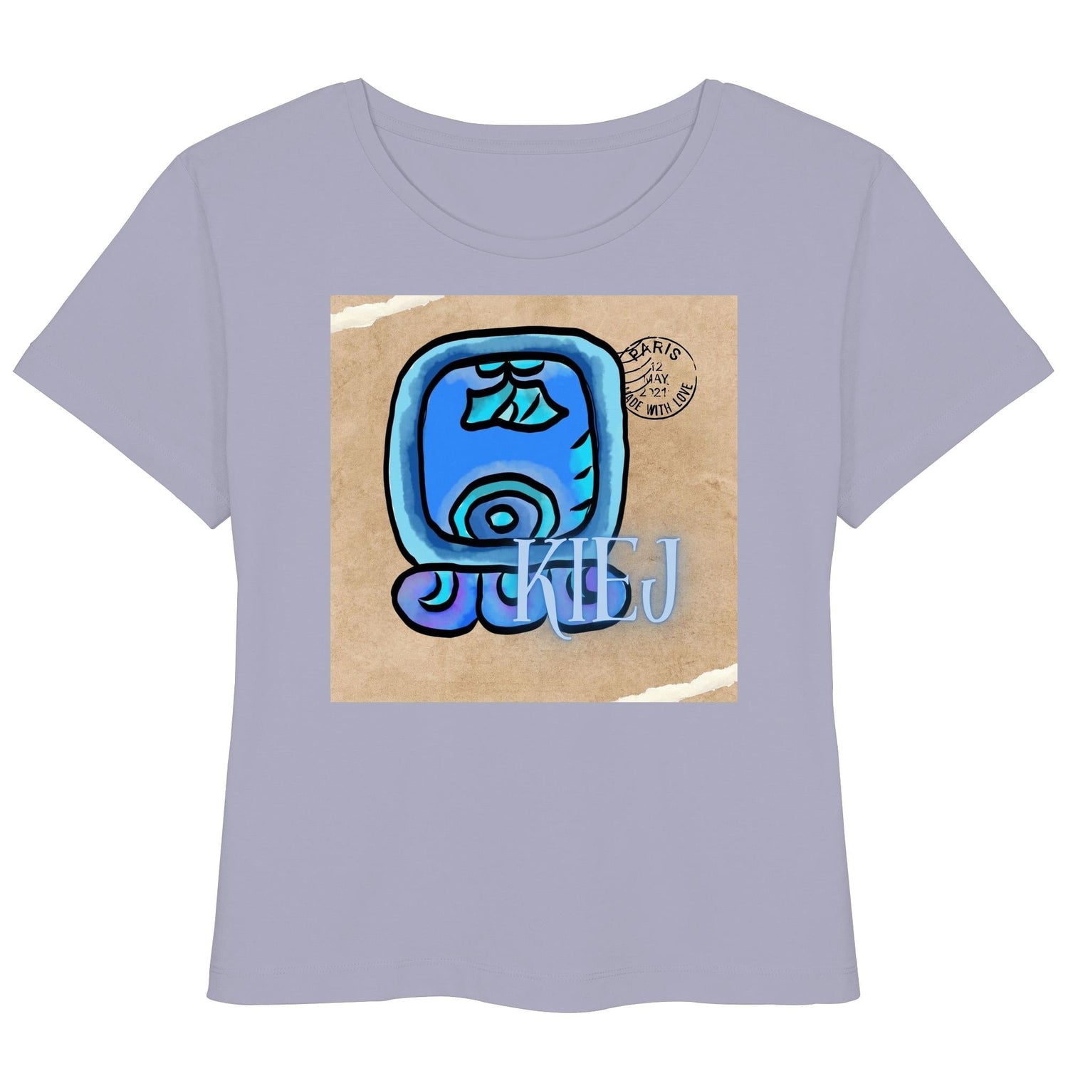 Womans organic lightweight t-shirt printed with the Maya Glyph of your choice