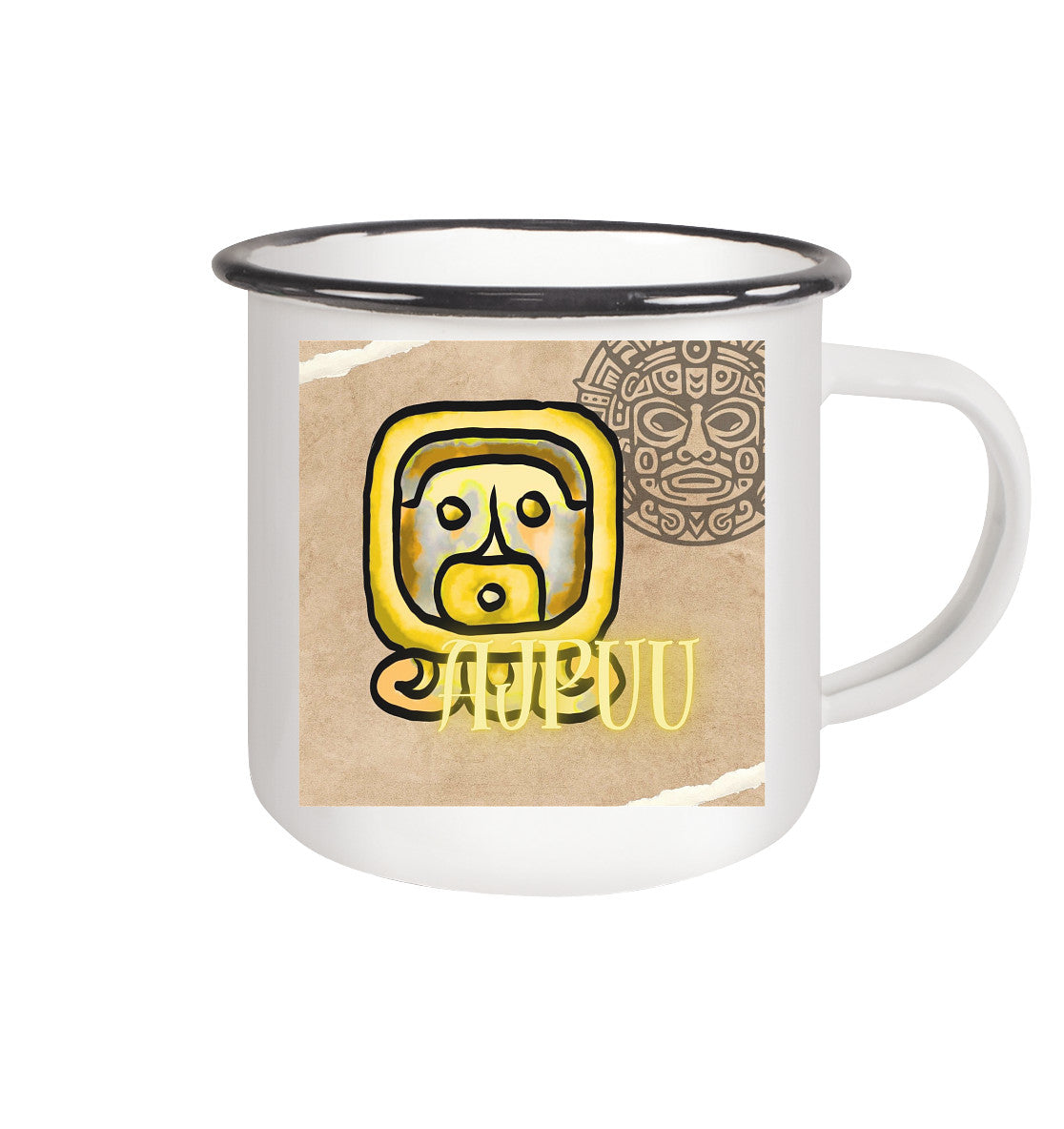 Emaille Tasse - Gelbe Sonne / Enamel mug - yellow sun