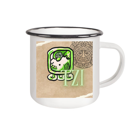 Emaille Tasse - Weißer Hund / Enamel mug - White dog