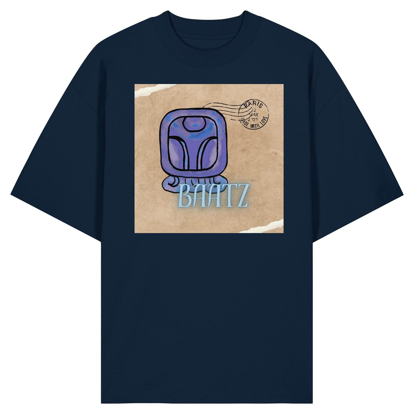 Organic Oversize Shirt - Blauer Affe / Blue monkey