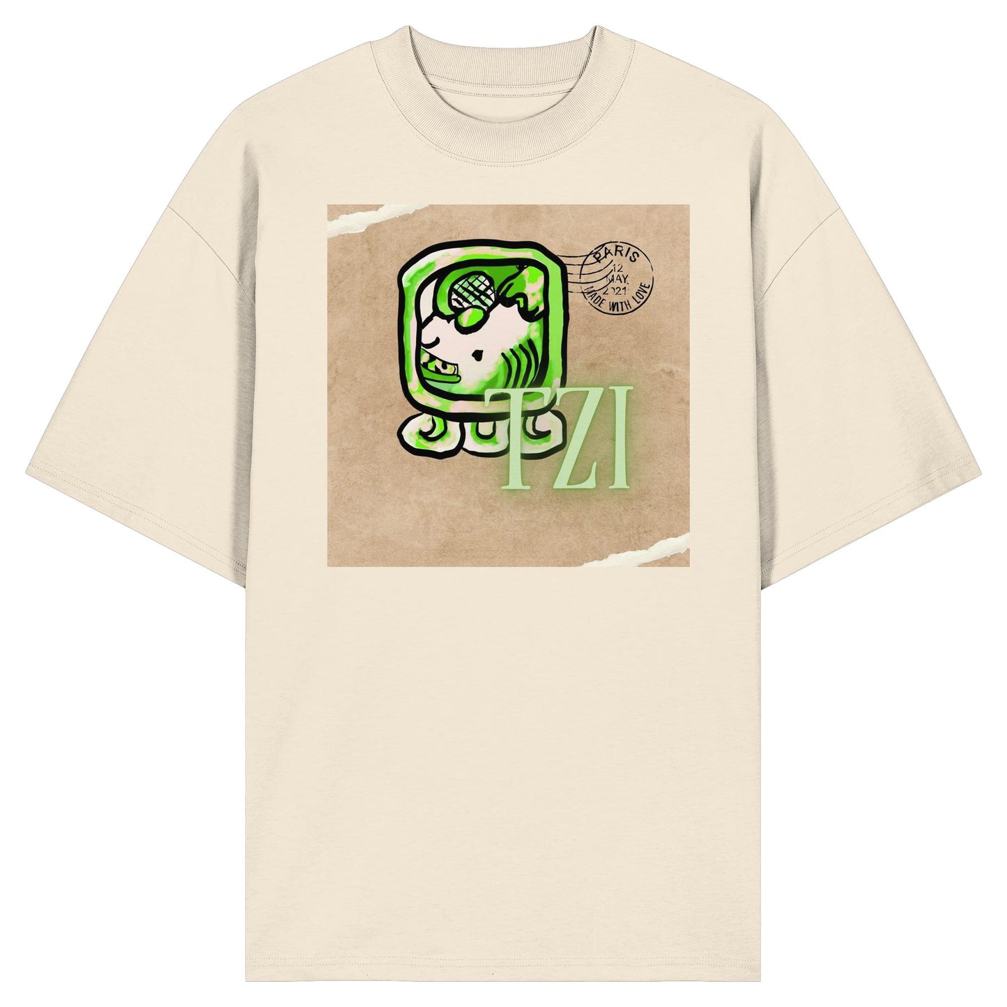 Organic Oversize Shirt -  Weißer Hund / White dog