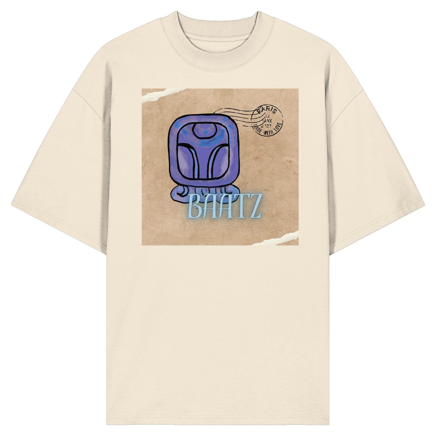 Organic Oversize Shirt - Blauer Affe / Blue monkey