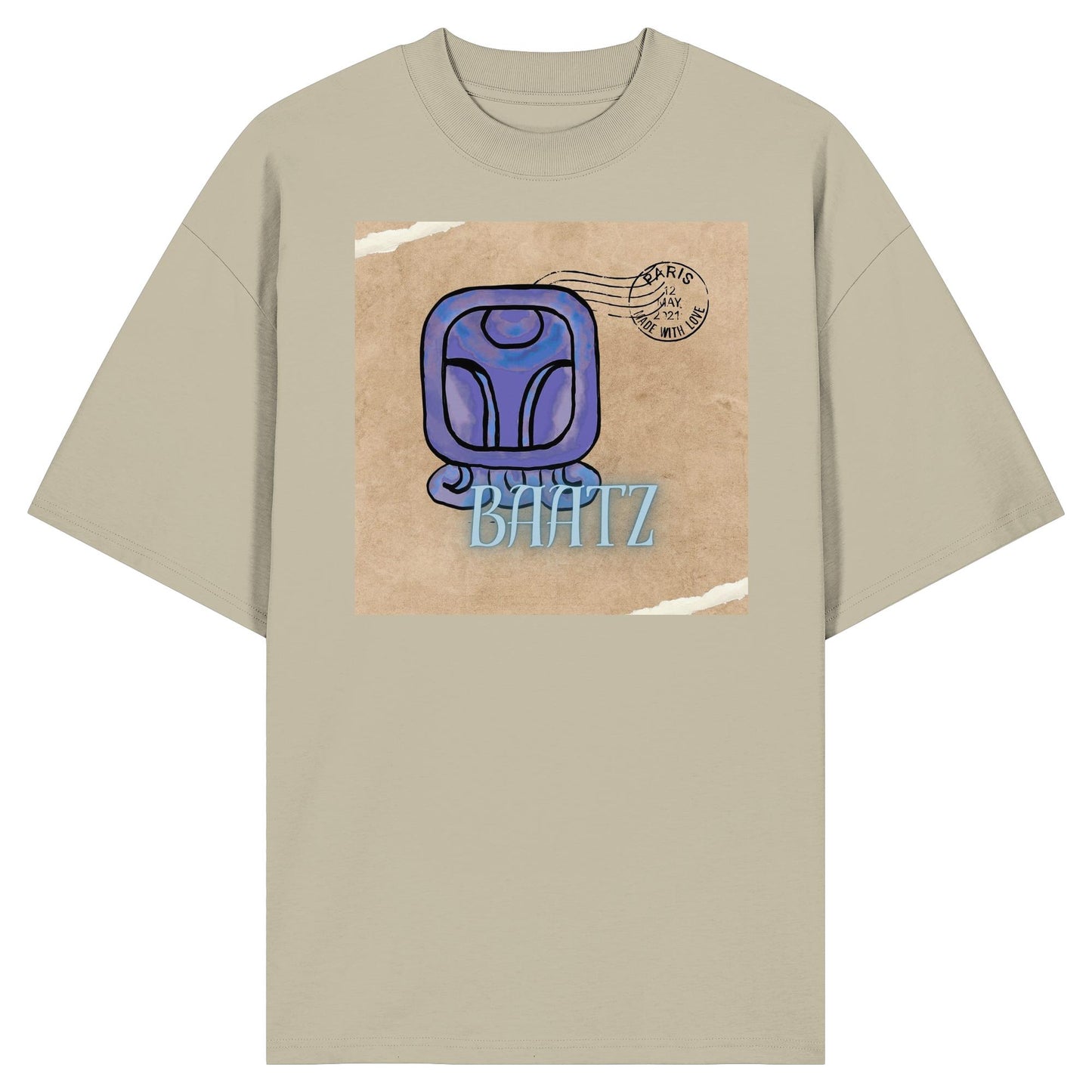 Organic Oversize Shirt - Blauer Affe / Blue monkey