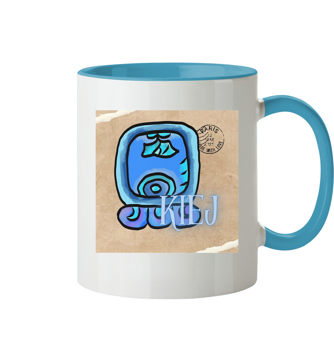 Tasse zweifarbig Blauer Hirsch - Two tone cup Blue deer