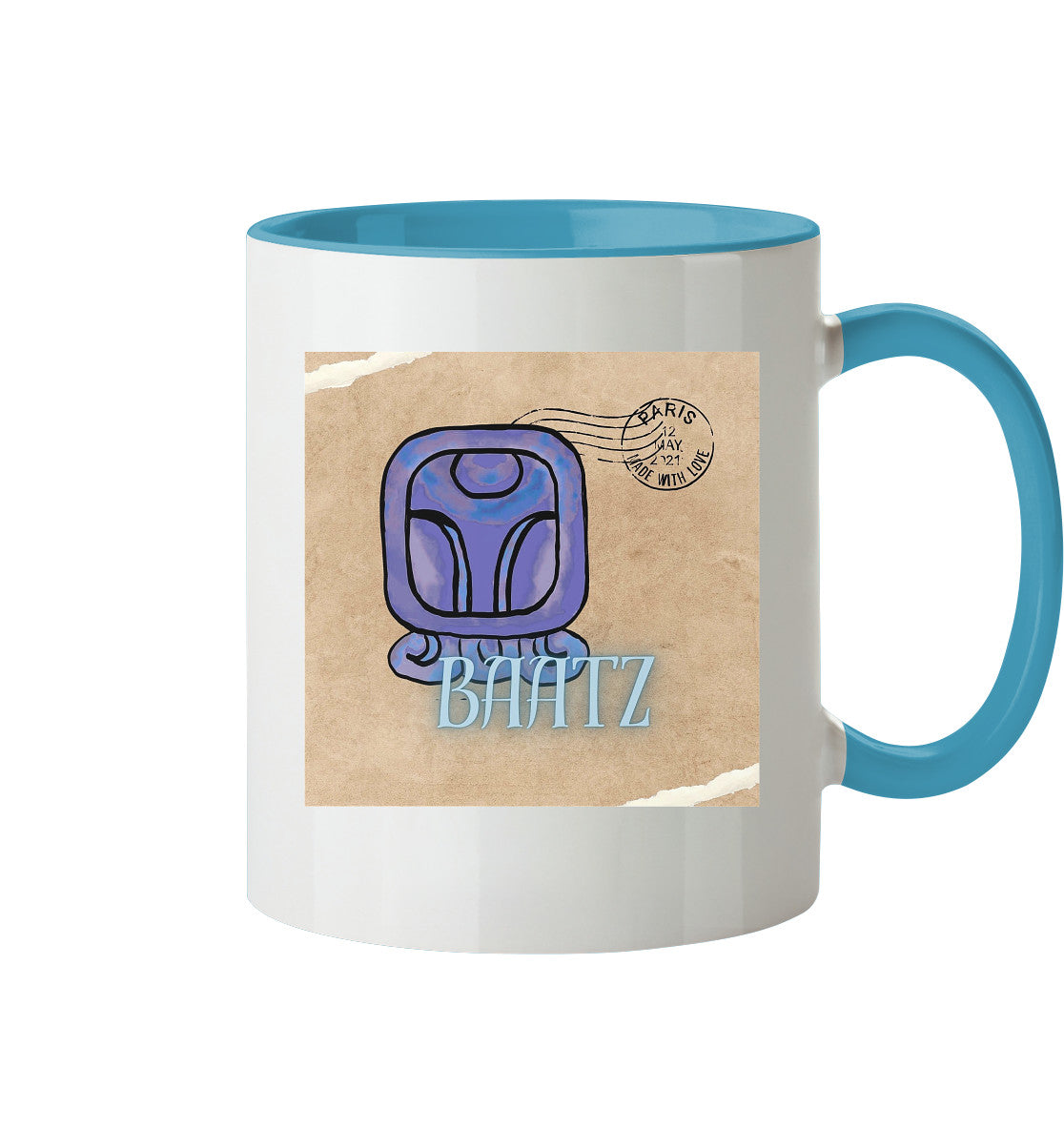 Tasse zweifarbig Blauer Affe - Two tone cup Blue monkey
