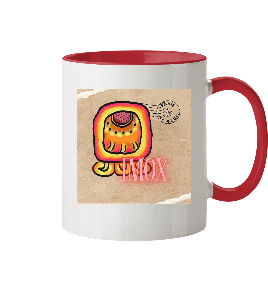 Tasse zweifarbig Rotes Krokodil - Two tone cup Red crocodile